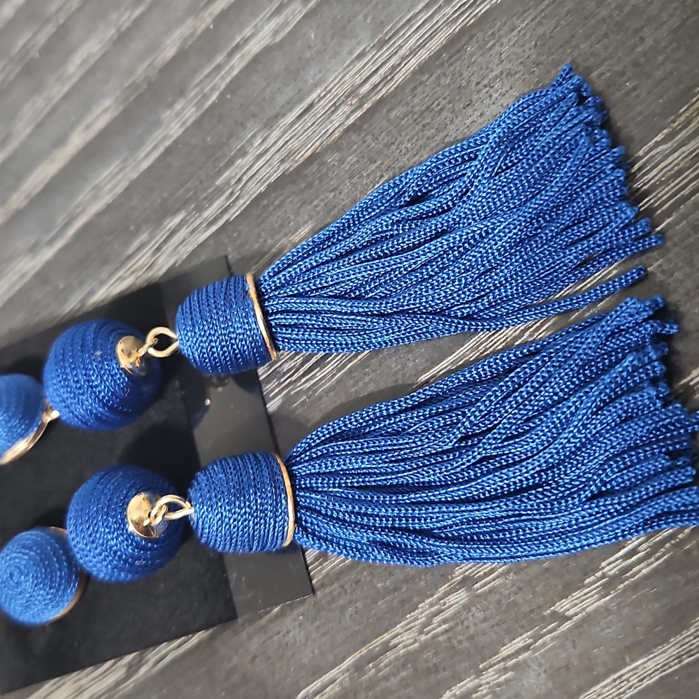 Sugarfix Large Navy Tassel Earrings